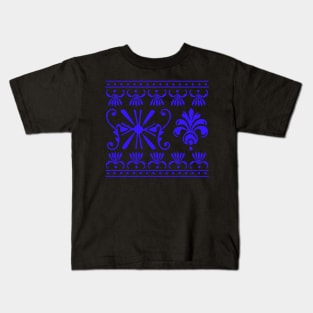 Indigo Blue Bohemian Aesthetic Pattern Kids T-Shirt